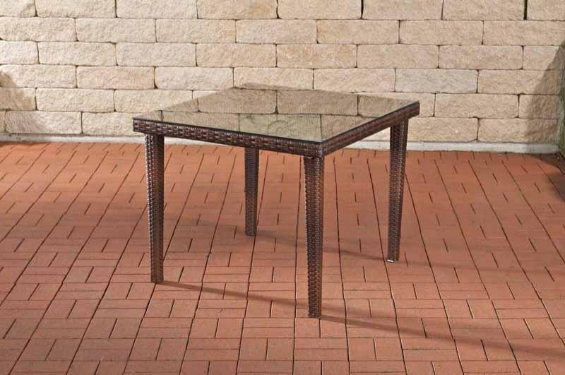 Rattan glass table Bari 80/90/100 cm