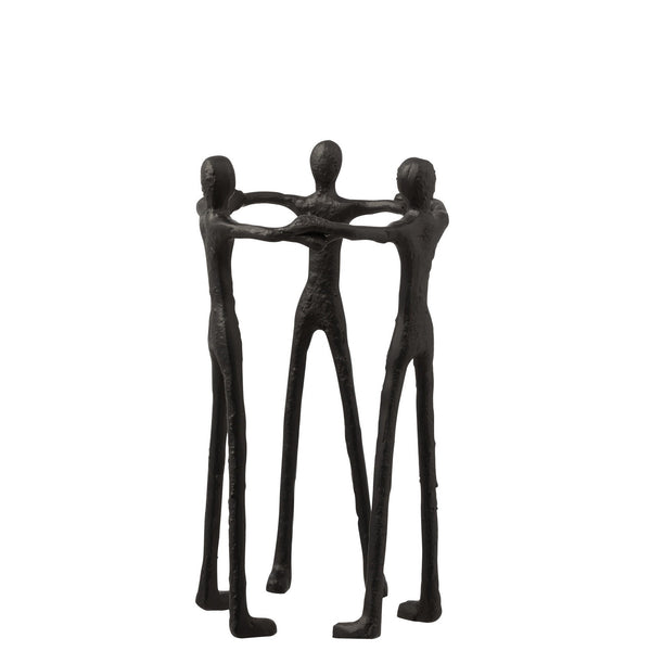 2er Set Figur Personen bilden ein Kreis aus Aluminium in Schwarz - Symbol der Einheit und Zusammengehörigkeit