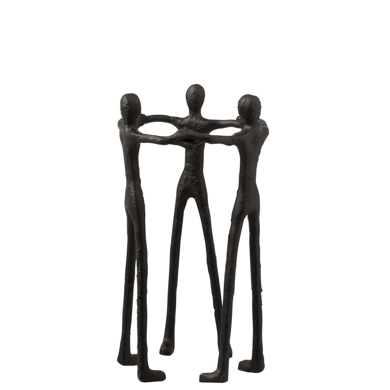 Set of 2 figure people form a circle made of aluminum in black - symbol of unity and togetherness