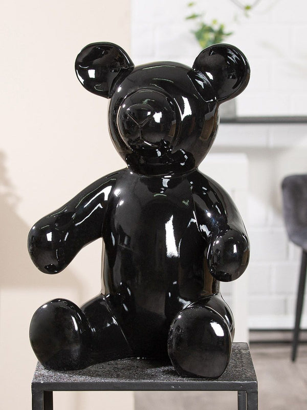 Black Resin Bear Figurine - Decorative Sculpture 45cm High