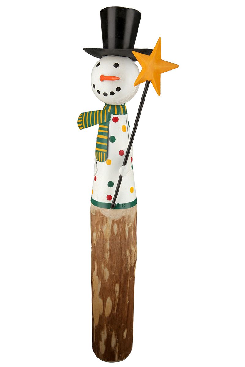 Set of 3 XL wooden snowman 'Egon' - a colorful winter wonder!
