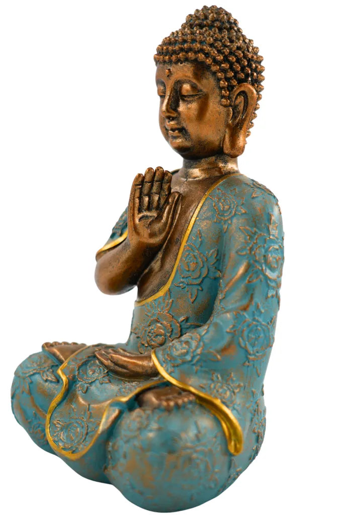 Avalokiteshvara in mint green, elegant Buddha sculpture, 31.5 cm
