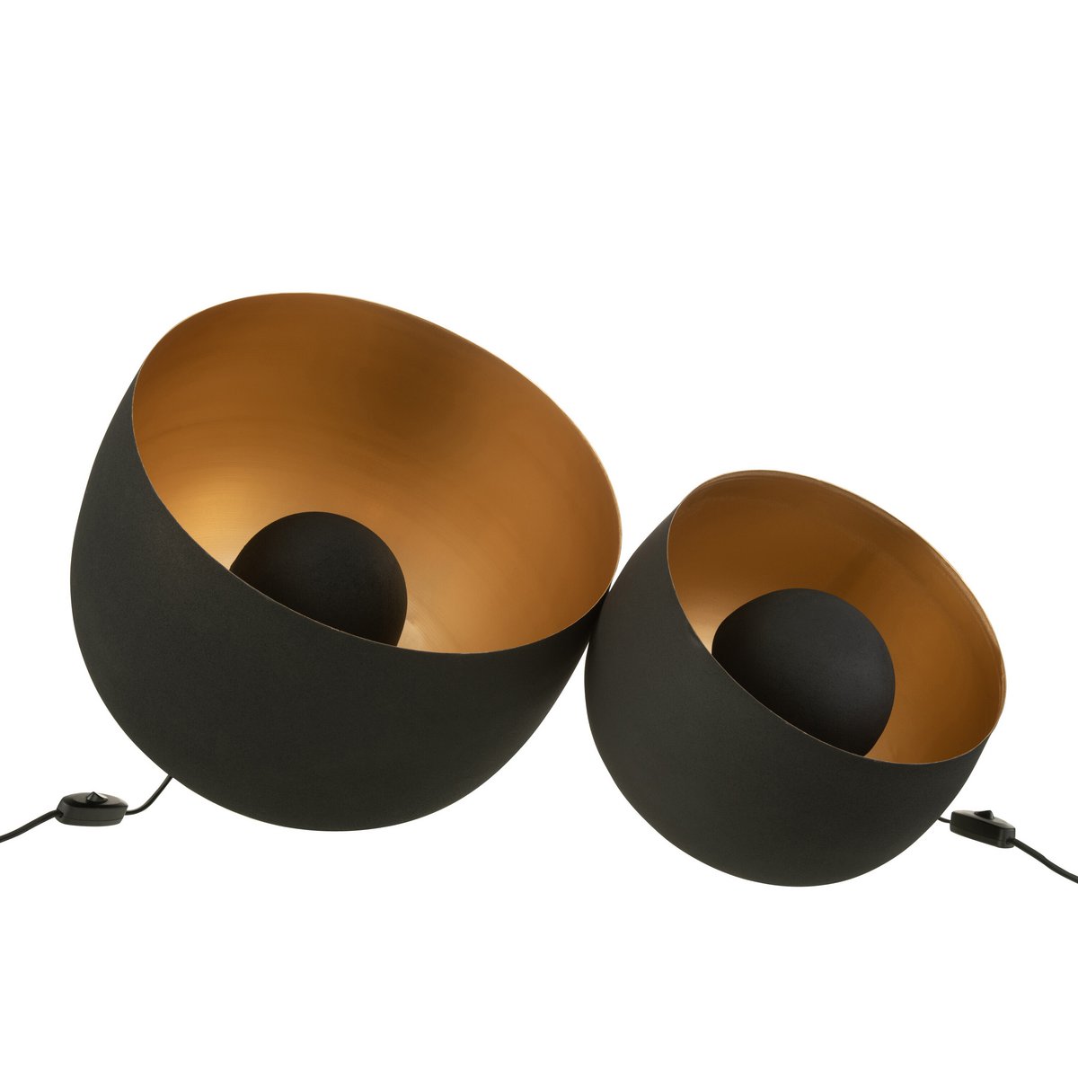 Tischlampe rund - Metall - Schwarz/Gold - groß