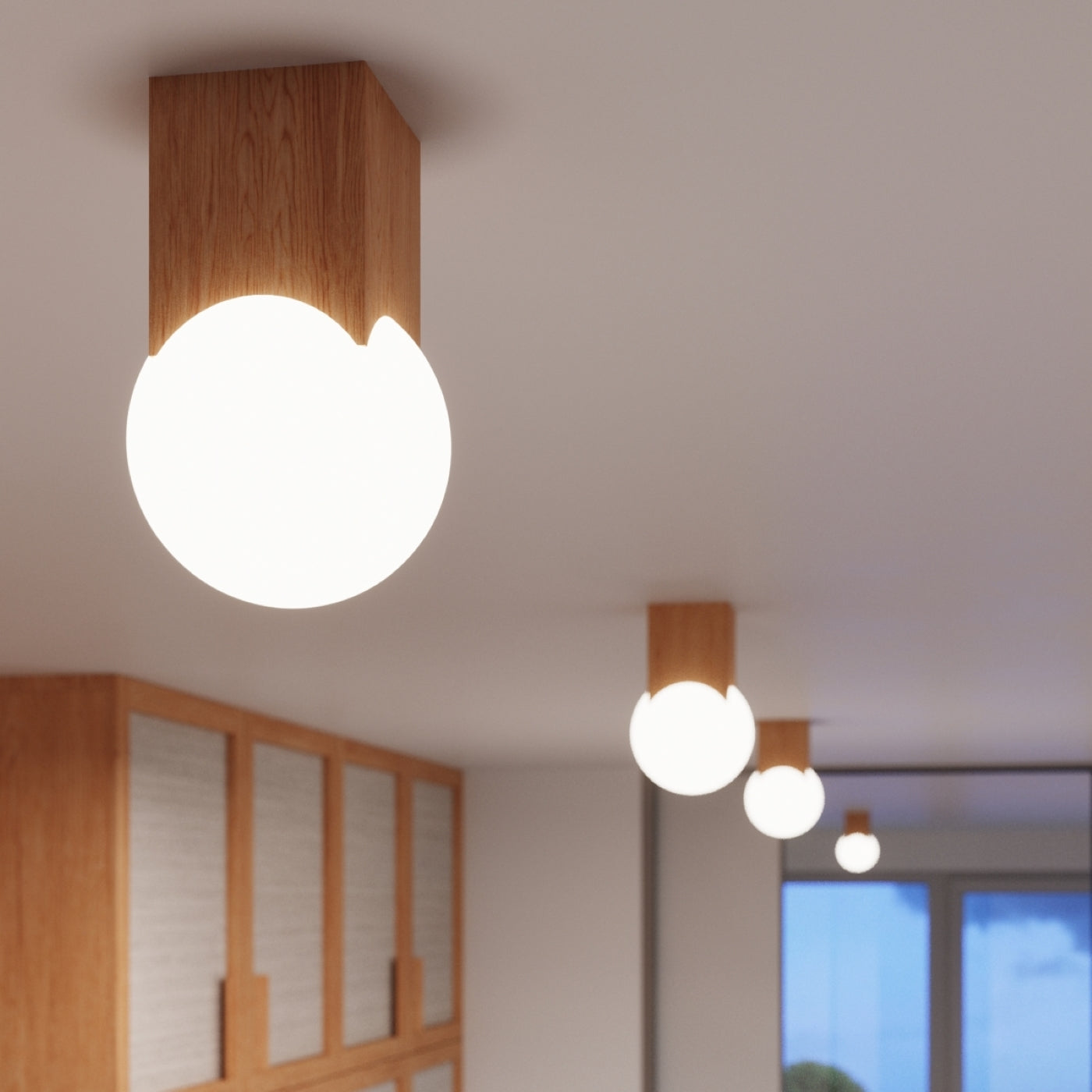 SOLIS natural wood ceiling light – stylish lighting with natural charm