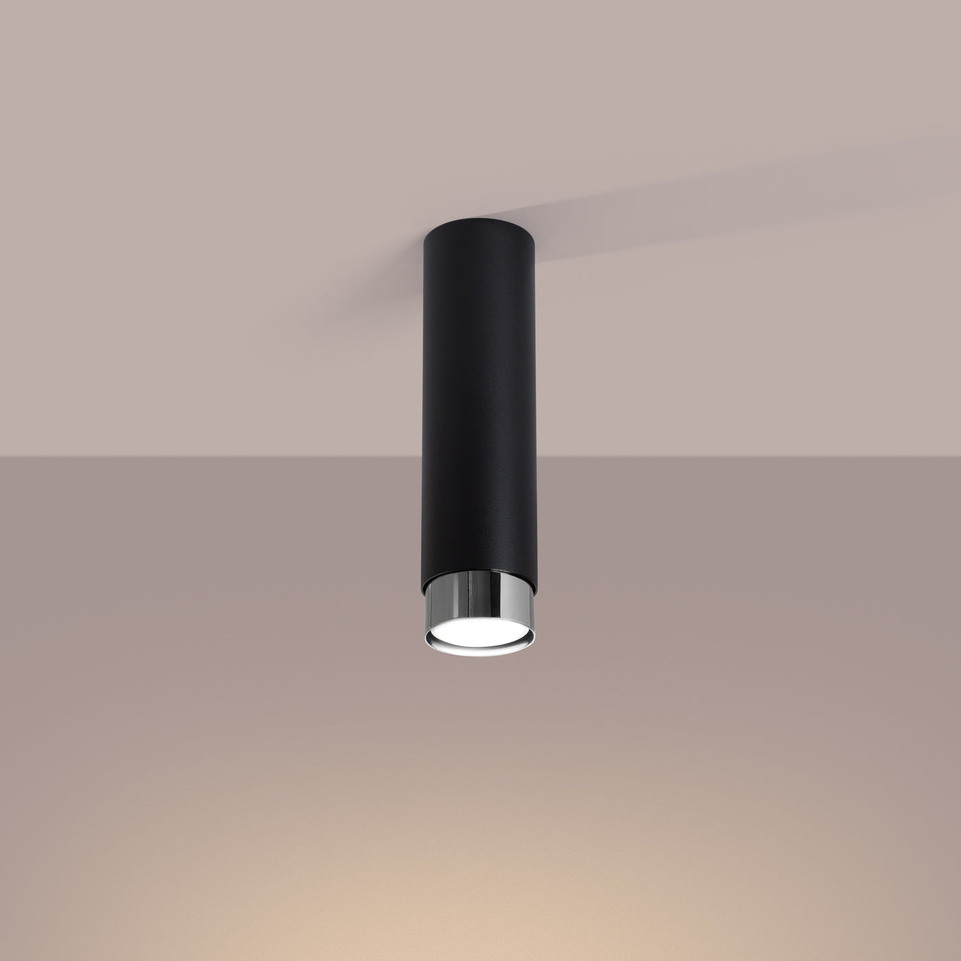 Plafond NERO 22.5 Black Chrome – Stylish cylinder ceiling lamp for modern rooms