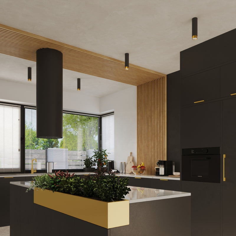 Plafond NERO 22.5 Black Gold – Elegant cylinder ceiling lamp for stylish rooms