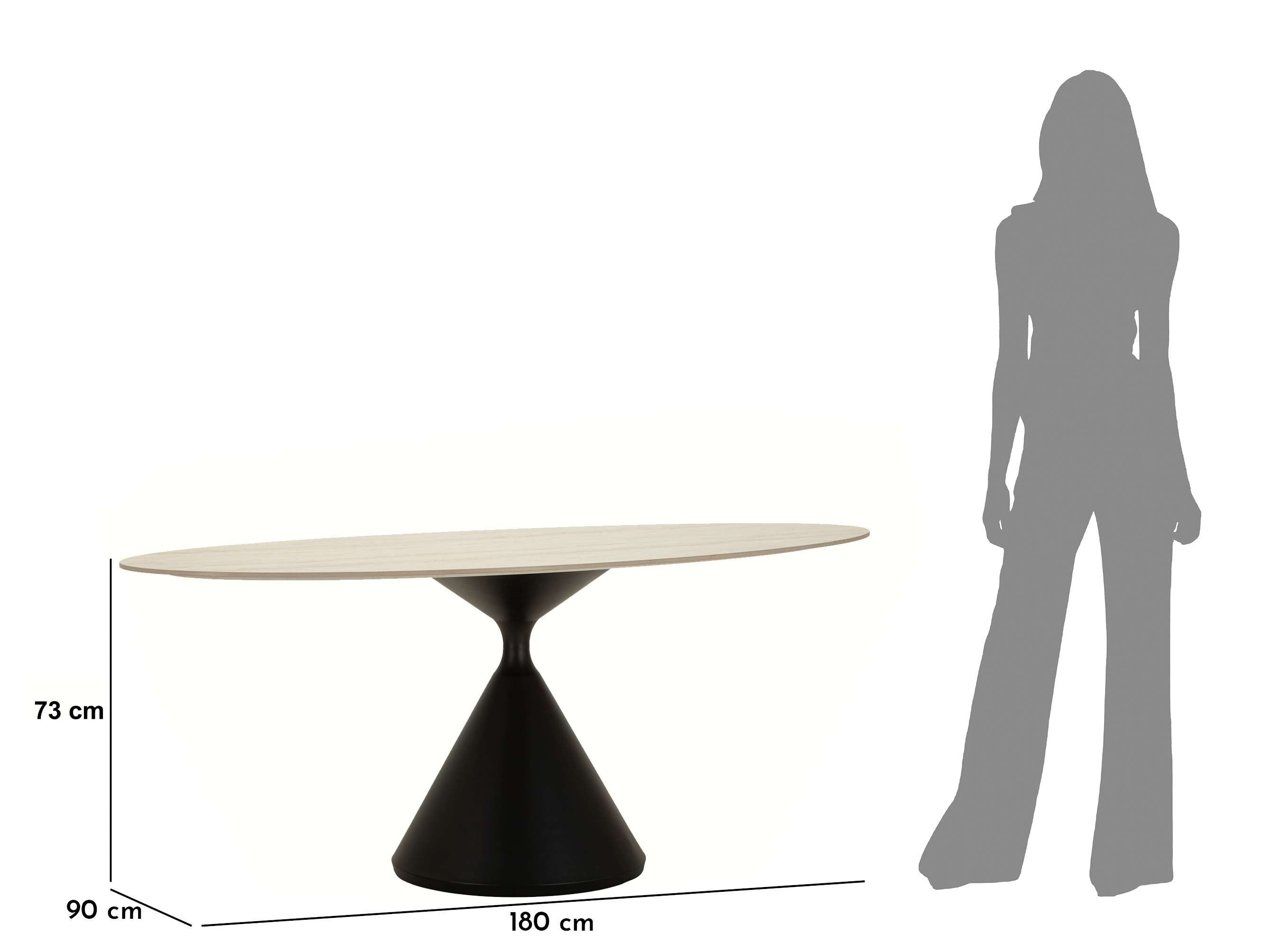 Esstisch Orion Modern 180x90 cm Oval Holzoptik und Metall