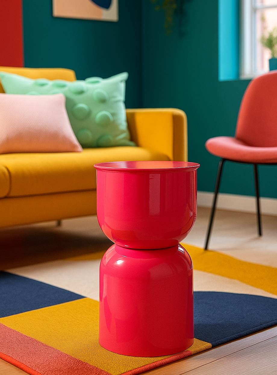 Beistelltisch Oyi Fuxia Metall modern rund pink