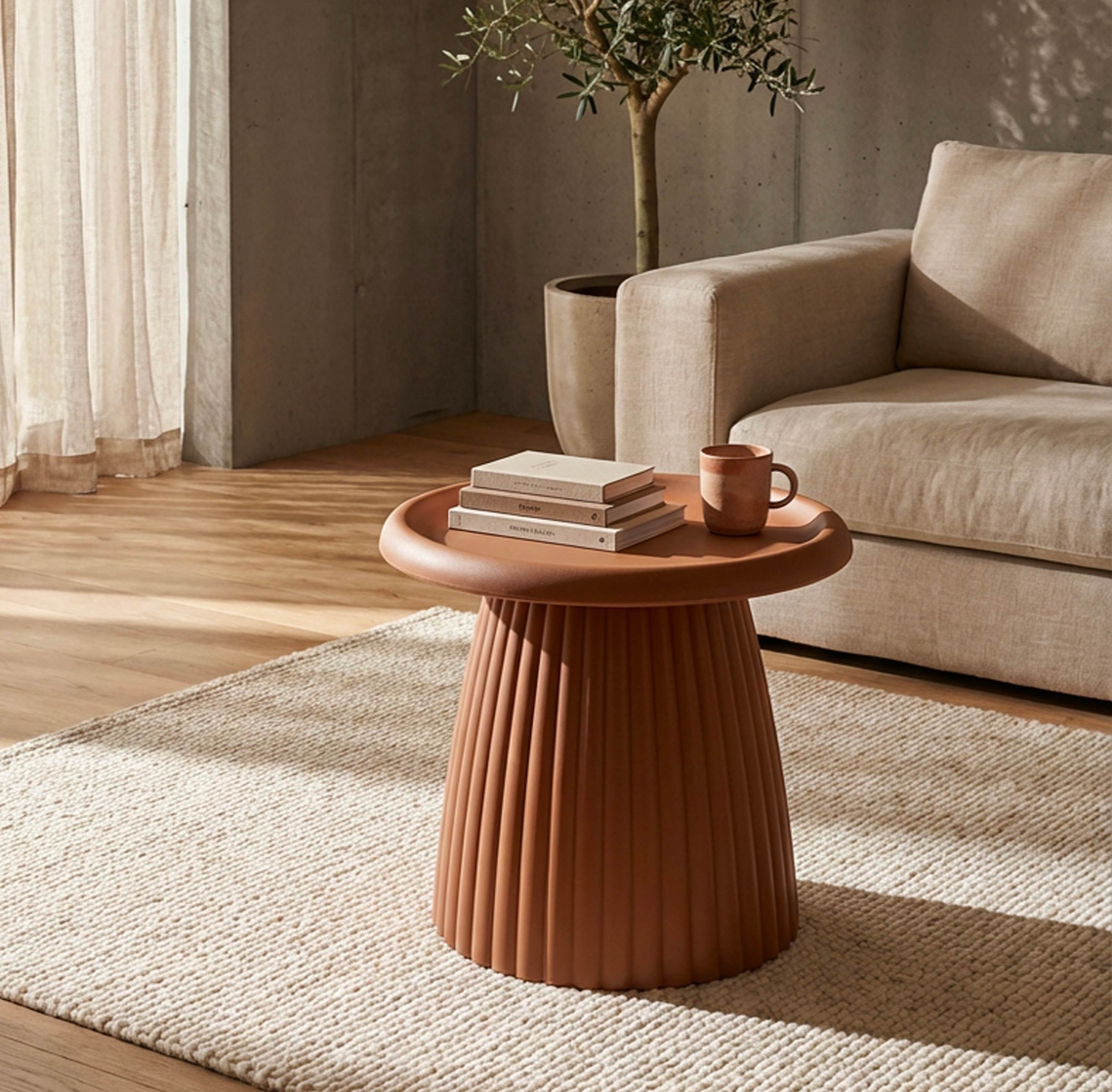 Beistelltisch Calvero Design Terrakotta Modern Rund