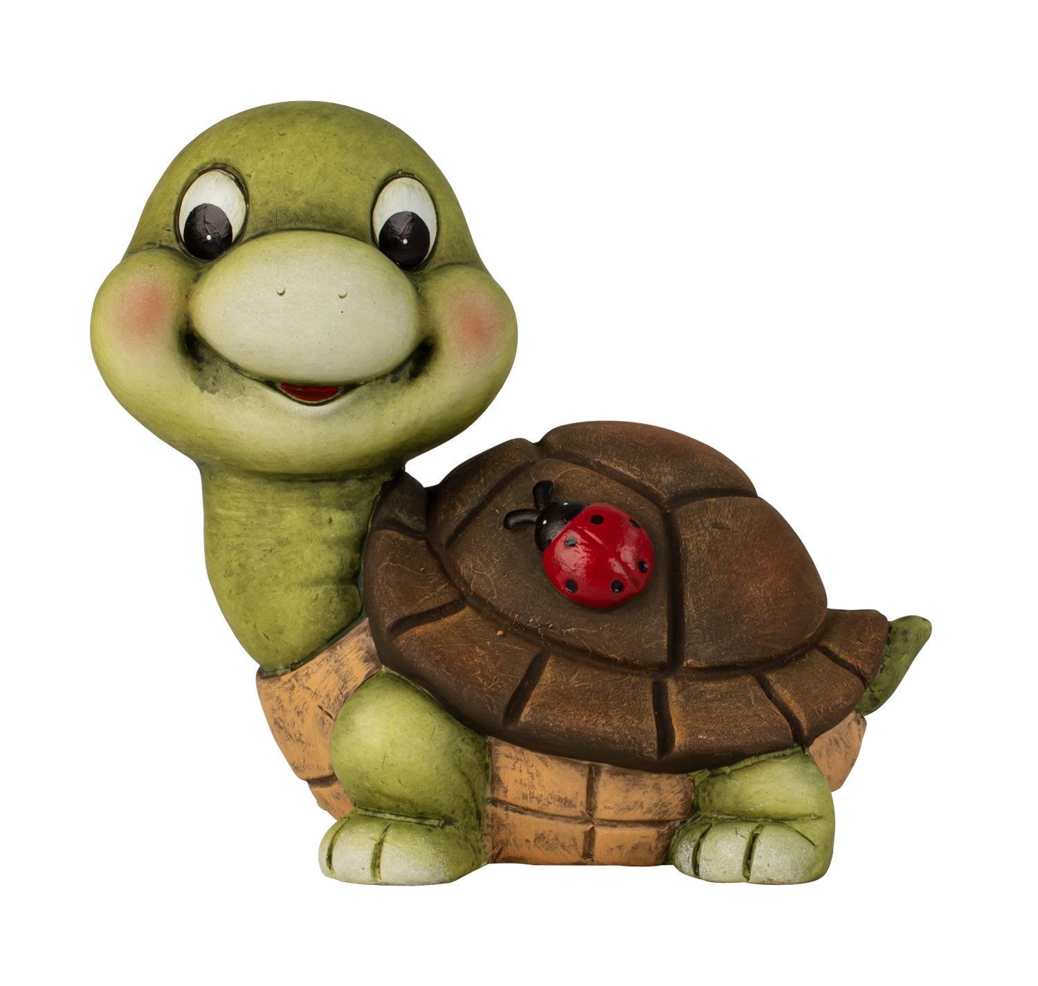 Gartendeko Schildkröte Smila mit Marienkäfer aus Keramik 23cm