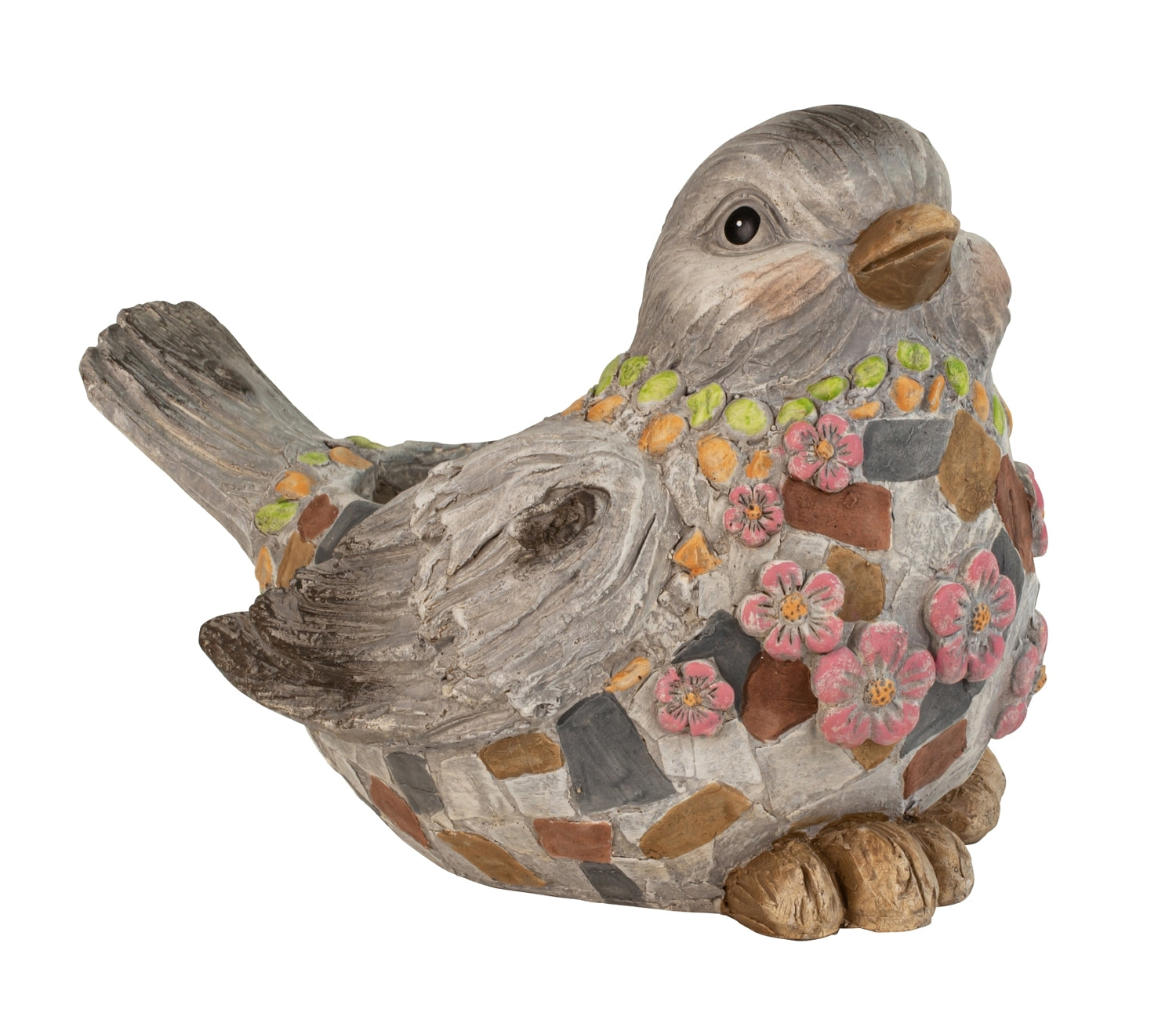 Pflanztopf Vogel 28cm Bunt Magnesia Mosaik Dekofigur