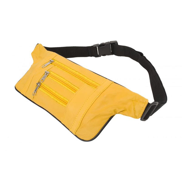 Bum Bag Yellow Nappa Leather with Zippered Compartments