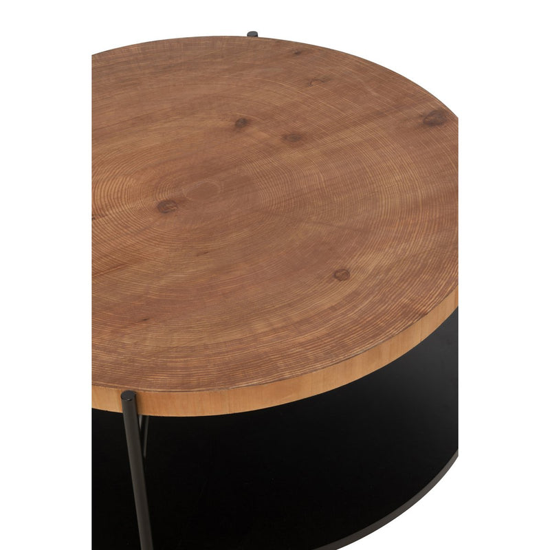 Metal wood coffee table Voni 80 cm, black/natural
