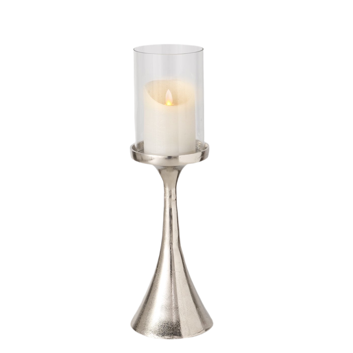 Lantern LuisoX – Elegant candle holder made of aluminum and glass in silver