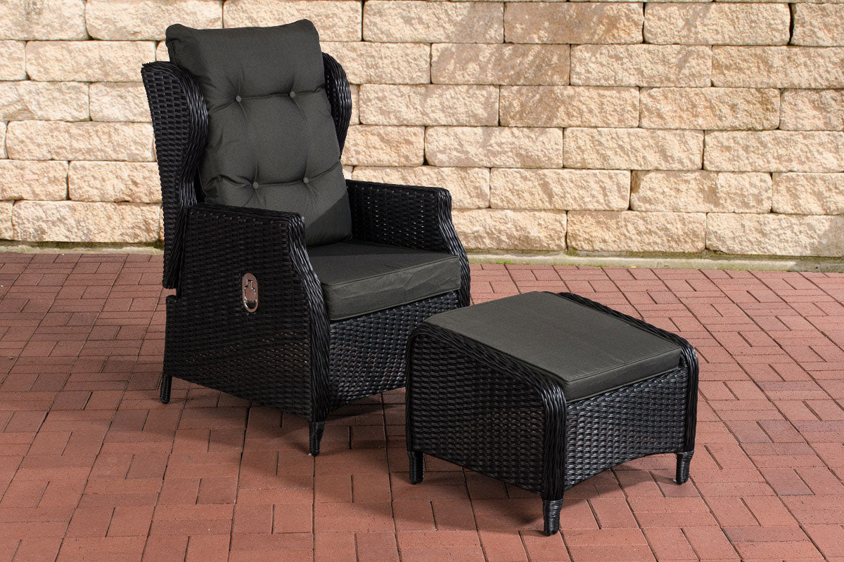 Polyrattan adjustable armchair Breno including footstool
