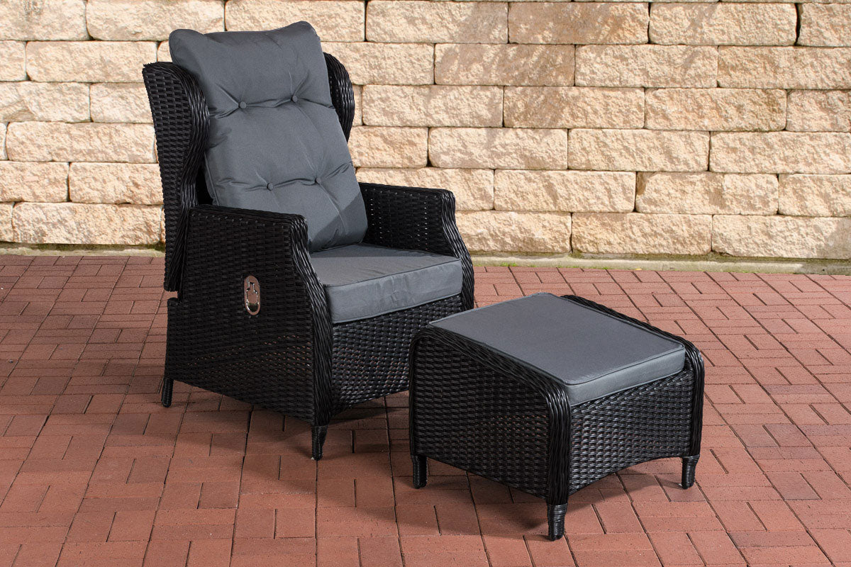 Polyrattan adjustable armchair Breno including footstool