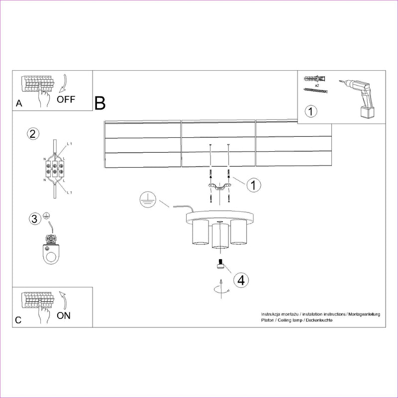 Plafond LAGOS 3P White – Modern ceiling lamp with three light sources