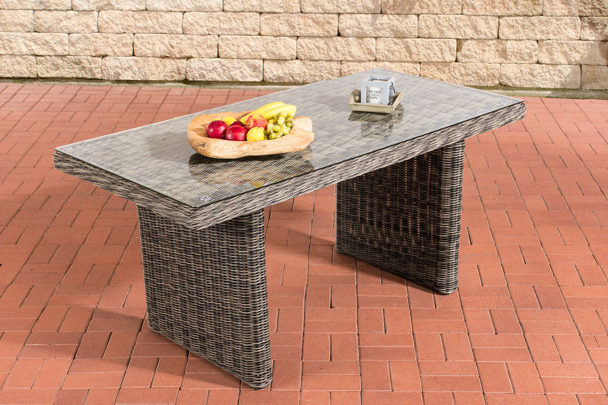 Polyrattan Esstisch La Gomera Klarglas 120/140/160 cm