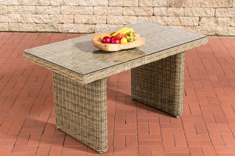 Polyrattan Esstisch La Gomera Klarglas 120/140/160 cm