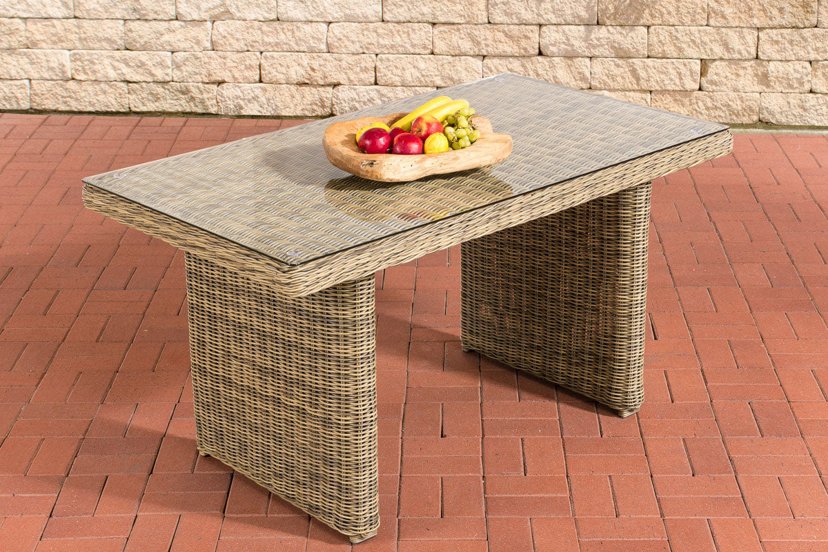 Polyrattan Esstisch La Gomera Klarglas 120/140/160 cm