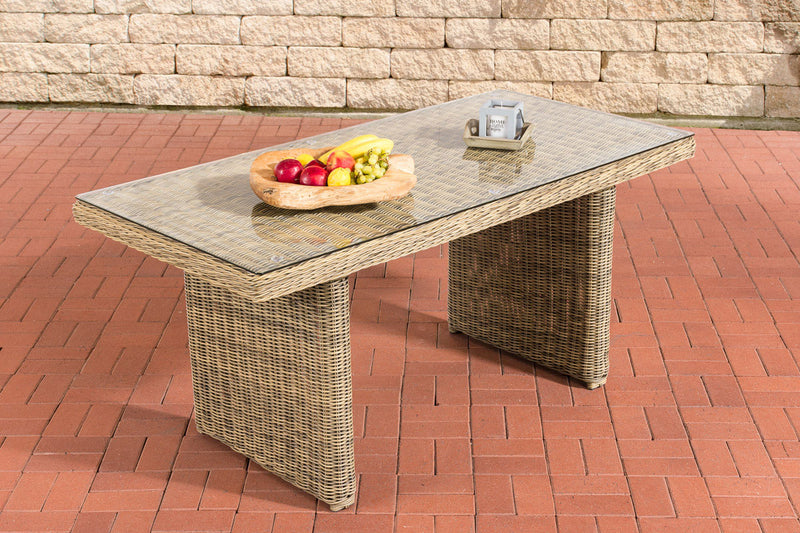 Polyrattan Esstisch La Gomera Klarglas 120/140/160 cm