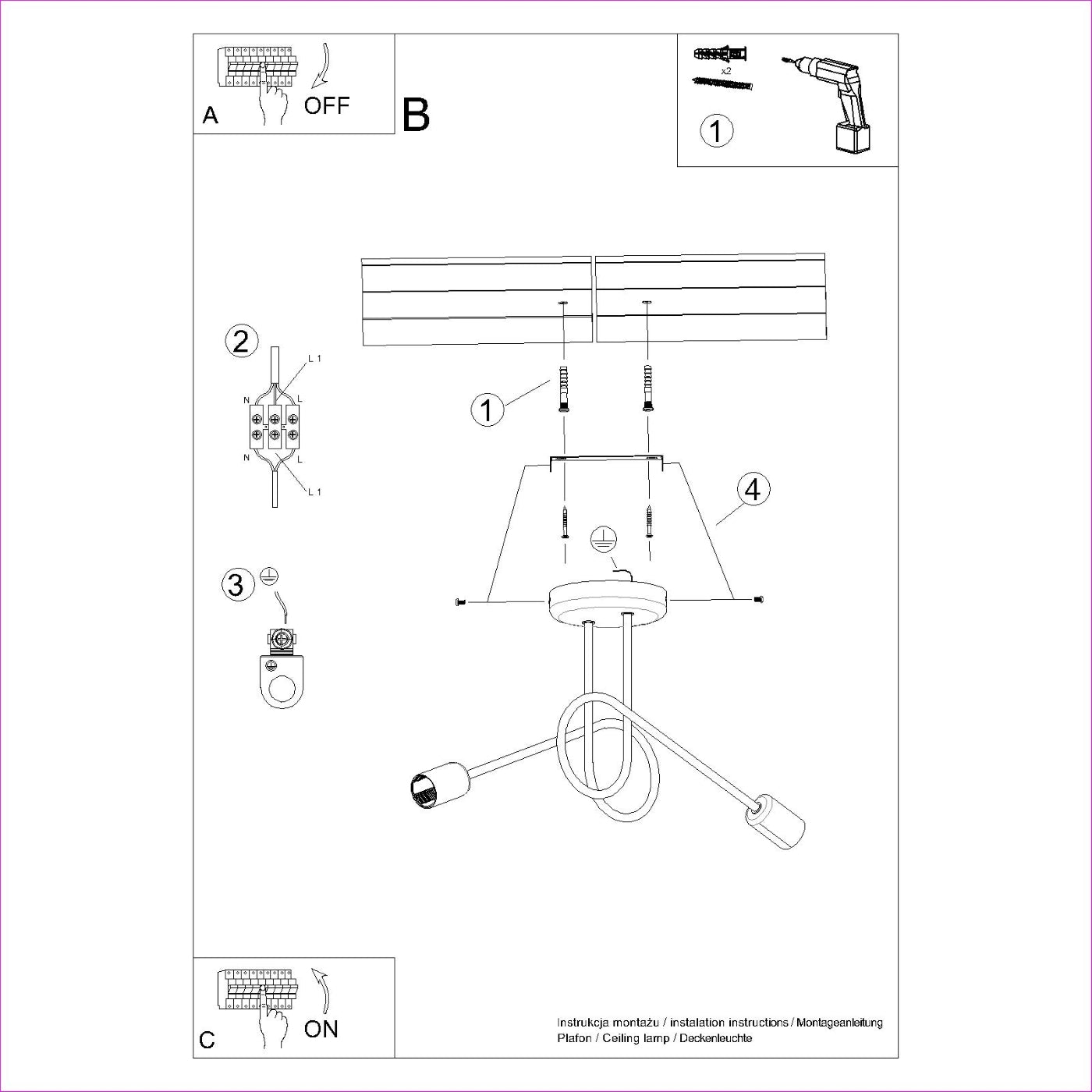 Chandelier LOOP 2 White – Minimalist ceiling chandelier with two light sources