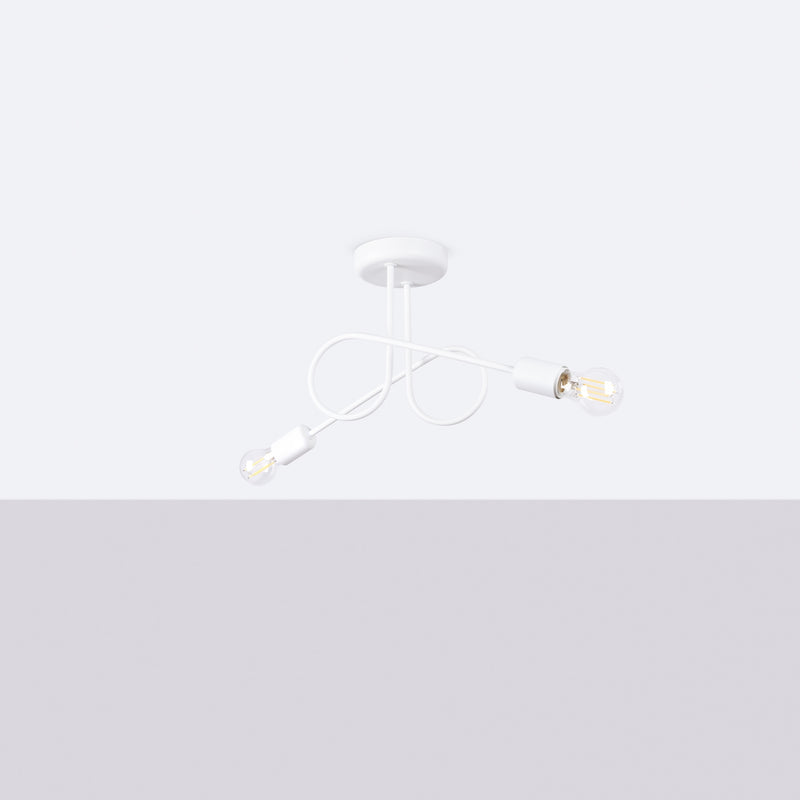 Chandelier LOOP 2 White – Minimalist ceiling chandelier with two light sources