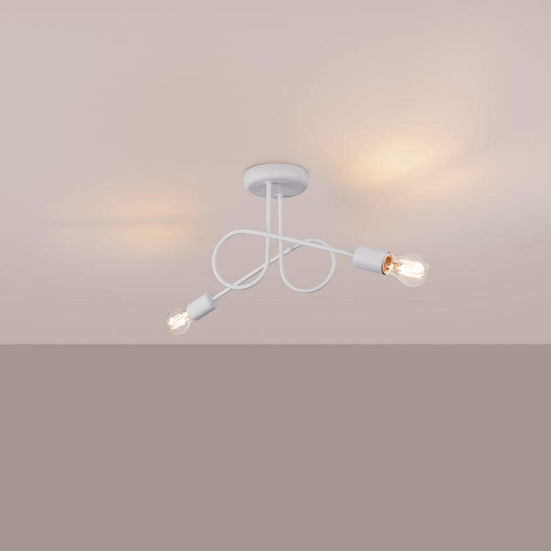 Chandelier LOOP 2 White – Minimalist ceiling chandelier with two light sources