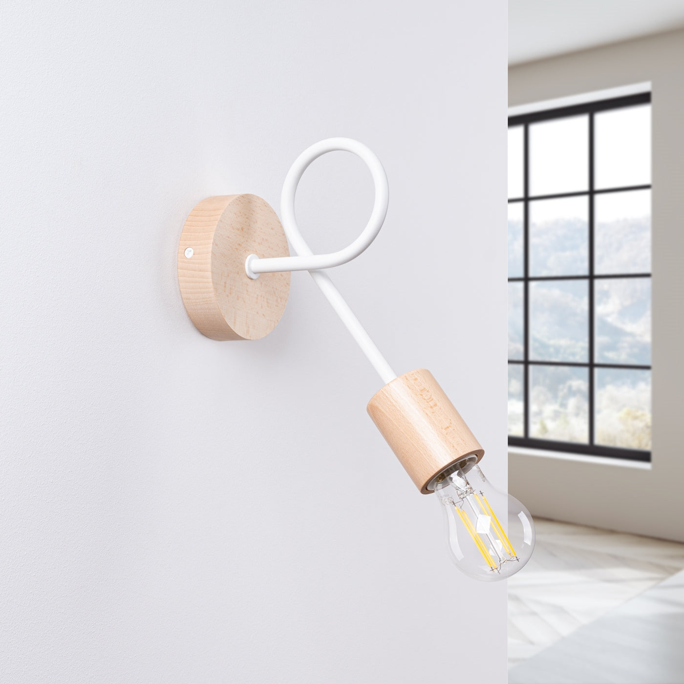 Wall lamp EMBER White – Modern wall lamp with natural accent