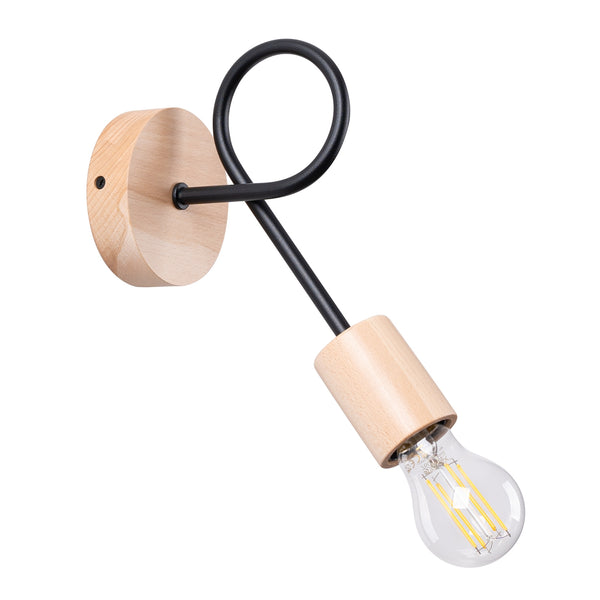Wall lamp EMBER Black – Elegant wall lamp with wooden details