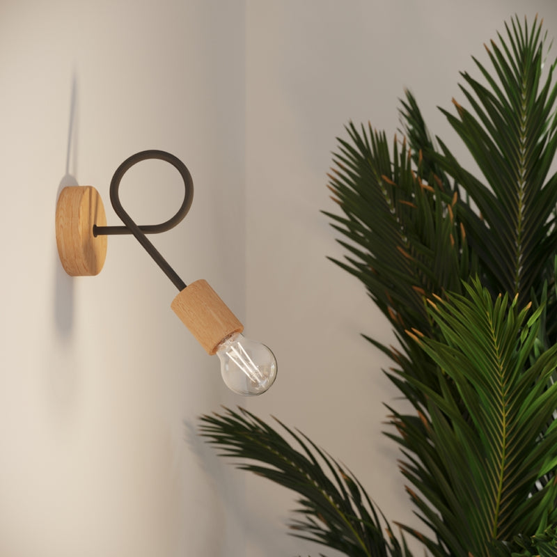 Wall lamp EMBER Black – Elegant wall lamp with wooden details