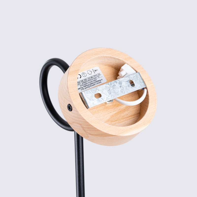 Wall lamp EMBER Black – Elegant wall lamp with wooden details