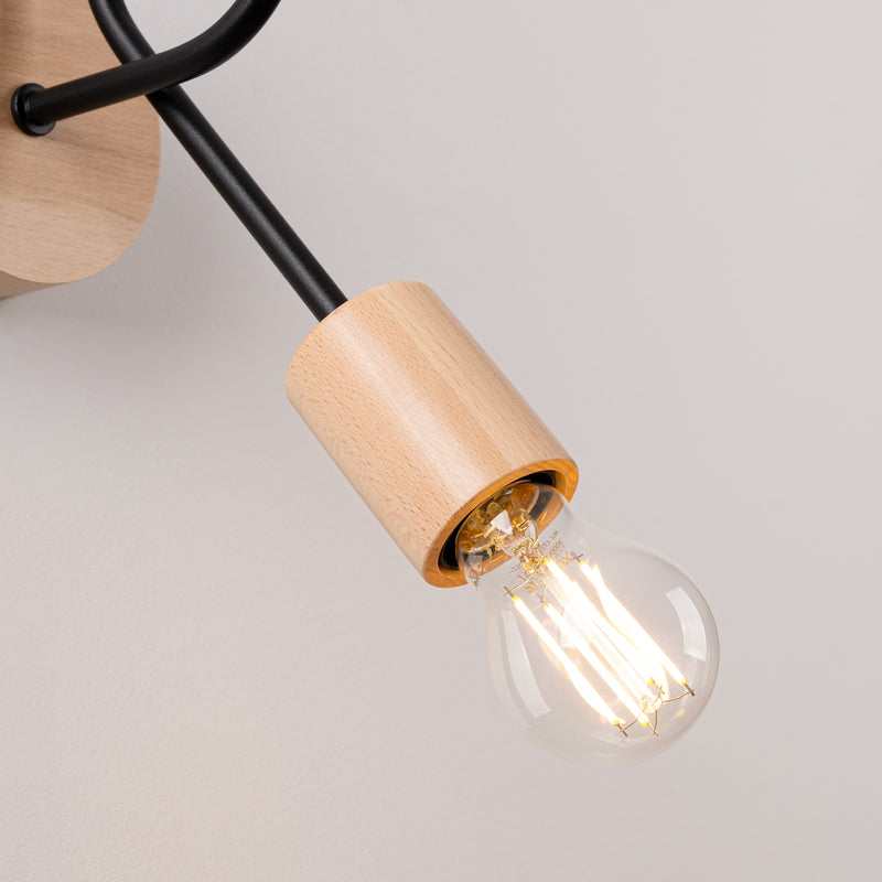Wall lamp EMBER Black – Elegant wall lamp with wooden details