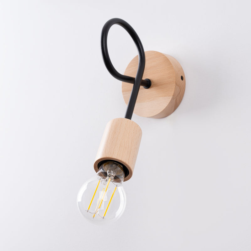 Wall lamp EMBER Black – Elegant wall lamp with wooden details