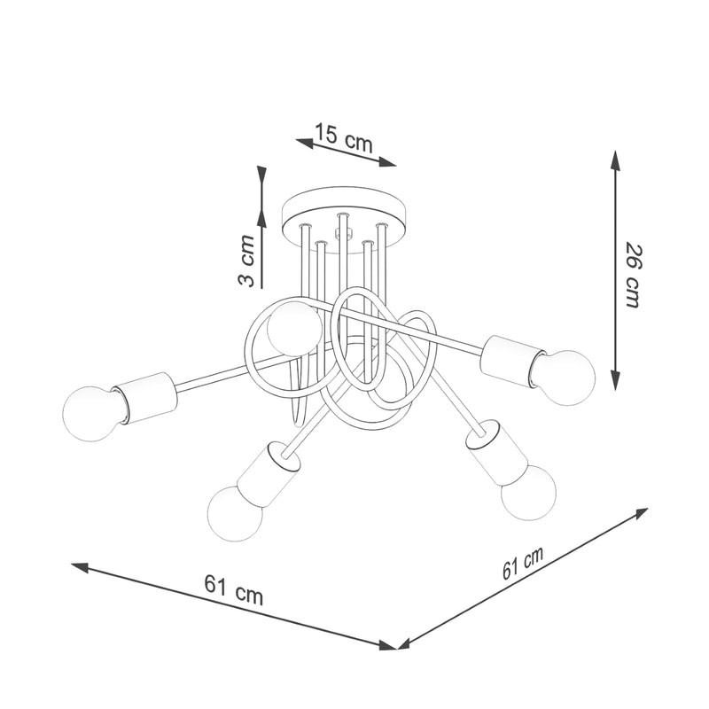 Chandelier EMBER 5 Black – Modern ceiling chandelier with five light sources