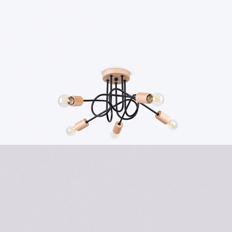 Chandelier EMBER 5 Black – Modern ceiling chandelier with five light sources