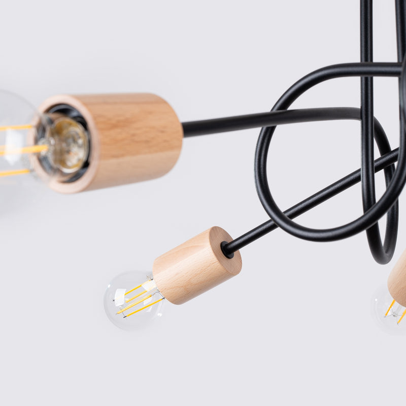 Chandelier EMBER 5 Black – Modern ceiling chandelier with five light sources