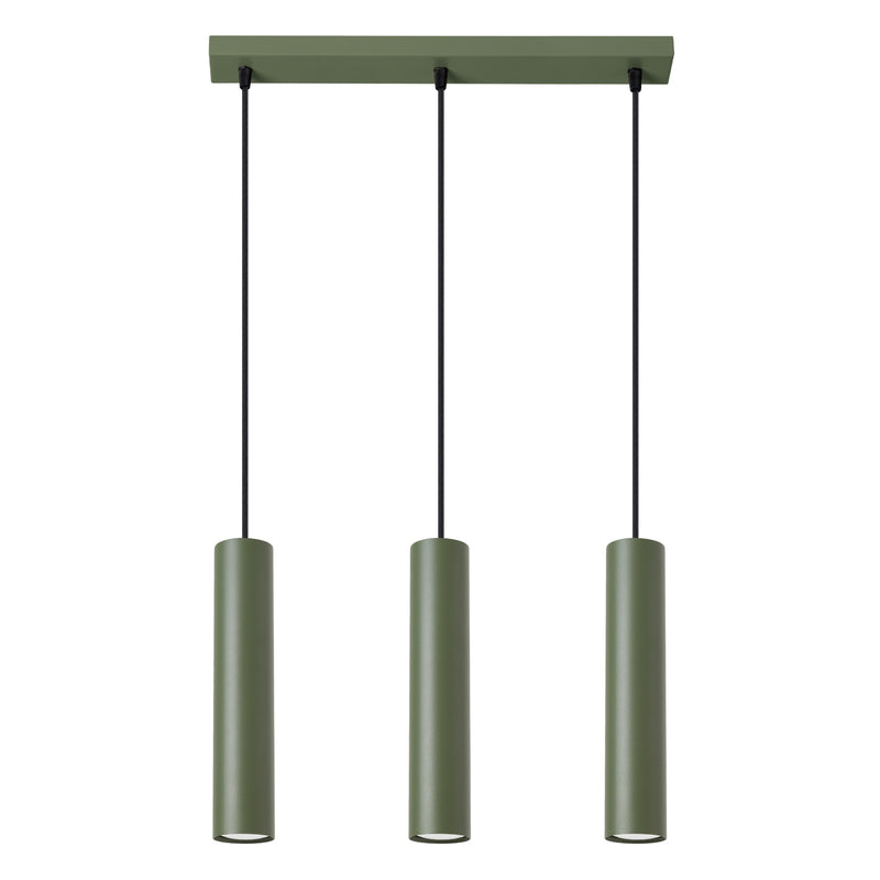 Pendant light LAGOS 3L olive green – Elegant hanging light with three light sources