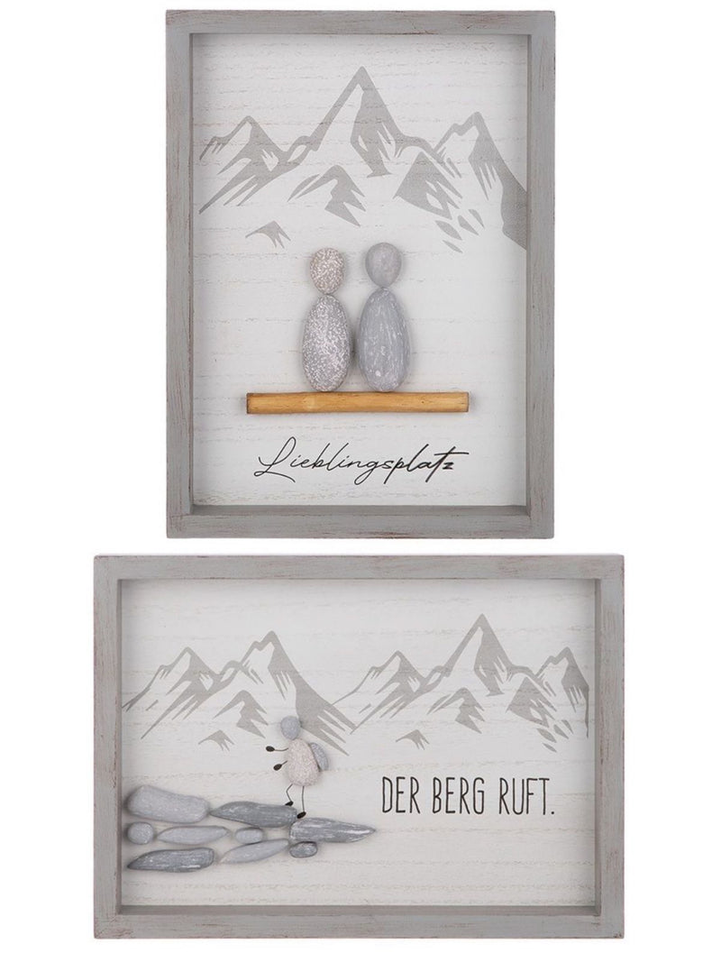Set of 4 stone pictures love/the most beautiful way - two variants of inspirational wall art