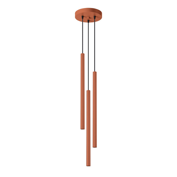Pendant light PASTELO 3P red ochre