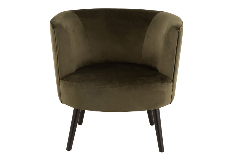 Elegante fauteuil 'Tank' in het groen Een samensmelting van textiel en hout voor het ultieme woongevoel