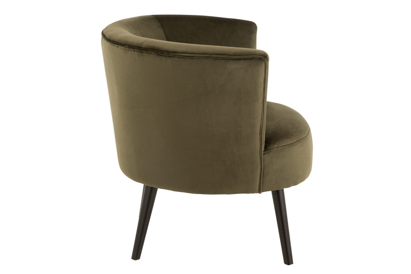 Elegante fauteuil 'Tank' in het groen Een samensmelting van textiel en hout voor het ultieme woongevoel