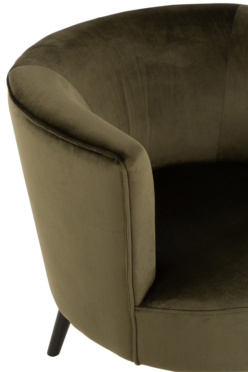 Elegante fauteuil 'Tank' in het groen Een samensmelting van textiel en hout voor het ultieme woongevoel