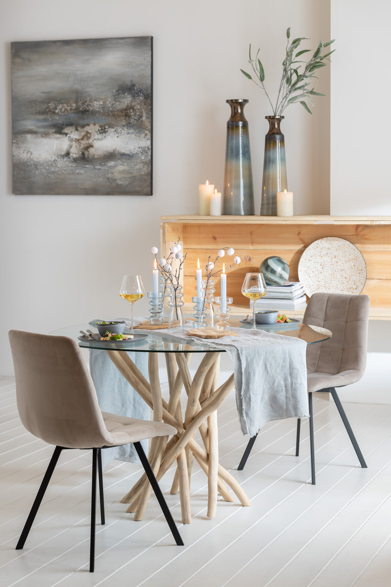 Morgan chair set of 2, gray fabric and metal, comfort and elegance for your home