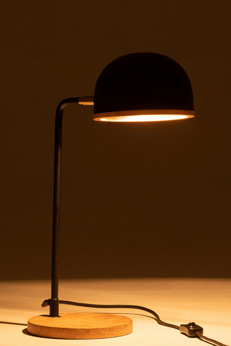Table lamp “Evy” made of iron and wood in black/natural