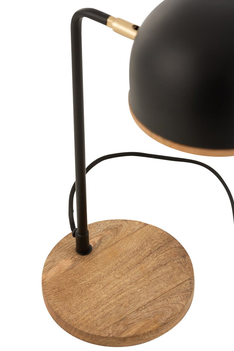 Table lamp “Evy” made of iron and wood in black/natural