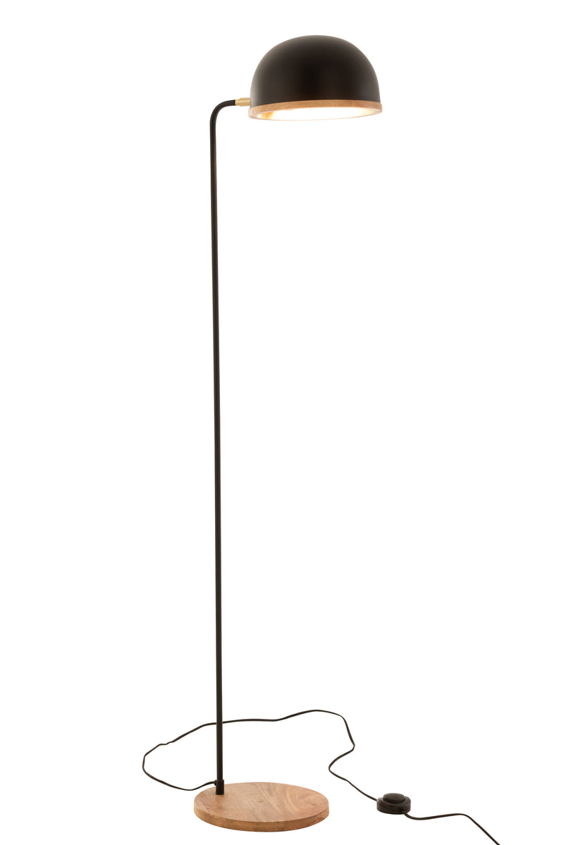 Exclusieve Evy vloerlamp – modern design in metaal en hout zwart/naturel 