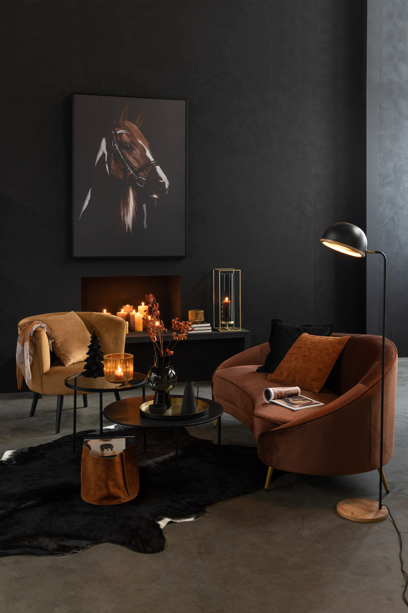 Exclusieve Evy vloerlamp – modern design in metaal en hout zwart/naturel 