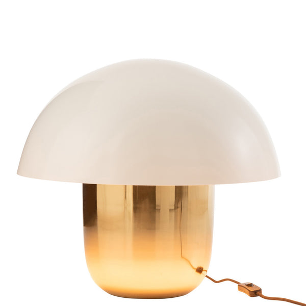 Mushroom table lamp - Shiny gold and white metal XXL size Height 45cm