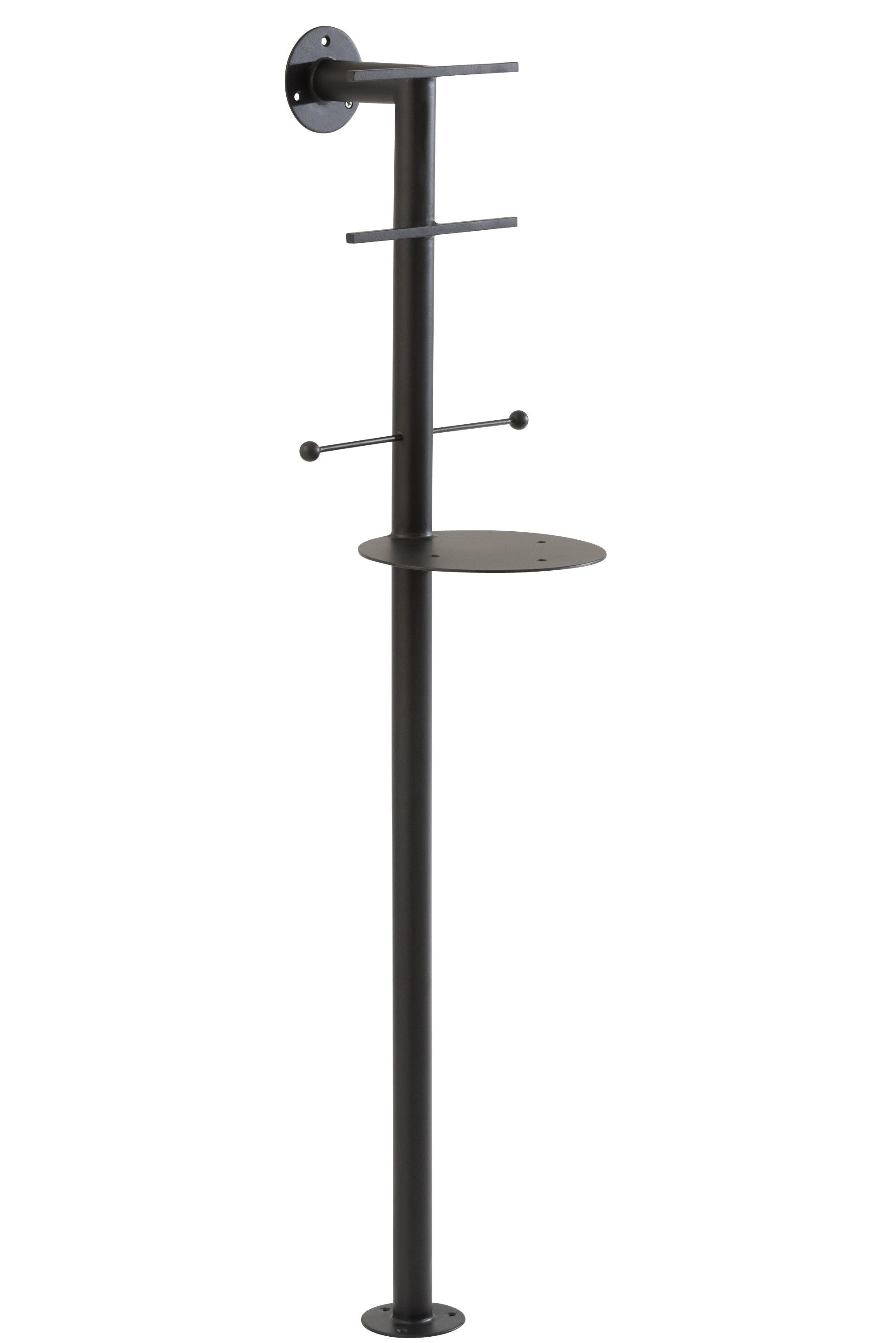Wandspiegel van wit marmer met zwart metalen frame en plank 